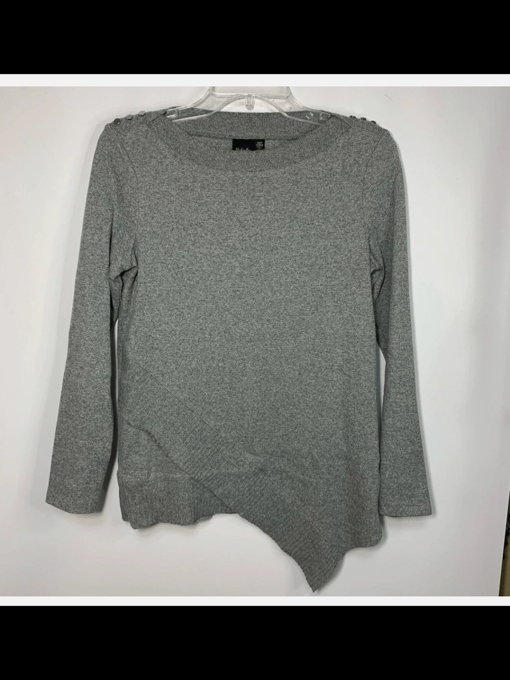 Rafaella Heather Gray Asymmetrical Knit Long Sleeve Top